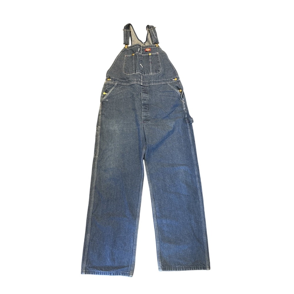 Dickies Bib Overalls Mens Blue Denim Workwear Carpenter Utility Dungaree 40x32